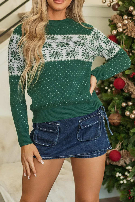 Graphic Round Neck Long Sleeve Sweater - Trendsi - Flyclothing LLC