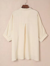 3/4 Sleeve Button Up Shirt - Trendsi - Flyclothing LLC