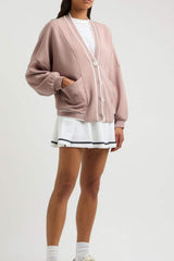 Contrast Trim V Neck Button Up Cardigan - Trendsi - Flyclothing LLC