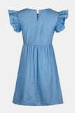 Full Size Ruffled Round Neck Cap Sleeve Denim Dress - Trendsi - Flyclothing LLC