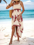 Smocked Printed Wide Strap Maxi Dress - Trendsi - Flyclothing LLC