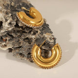 Titanium Steel Inlaid Zircon C-Hoop Earrings - Trendsi - Flyclothing LLC