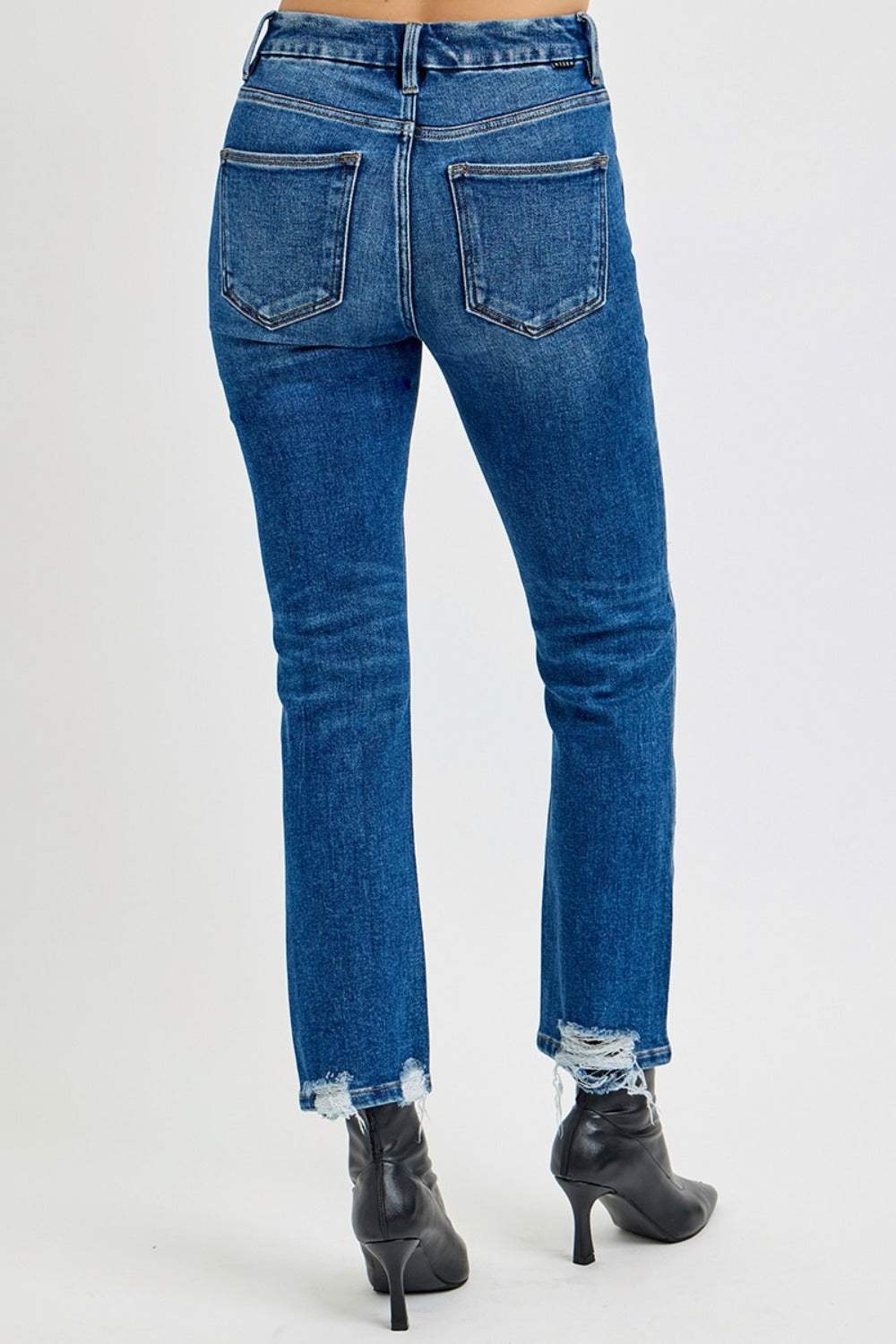 RISEN Full Size High Rise Distressed Crop Straight Jeans - Trendsi - Flyclothing LLC
