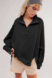 Exposed Seam Side Slit Long Sleeve Sweatshirt - Trendsi - Flyclothing LLC