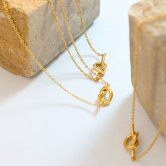 18K Gold-Plated Titanium Steel Knot Necklace - Trendsi