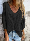 Full Size Openwork V-Neck Knit Cover Up Plus Size - Trendsi