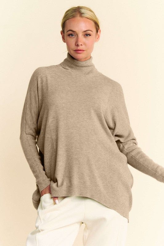Davi & Dani Turtleneck Long Sleeve Knit Top - Trendsi