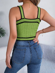 Decorative Button Wide Strap Knit Cami - Trendsi