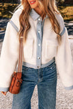 Contrast Trim Snap Down Jacket - Trendsi - Flyclothing LLC