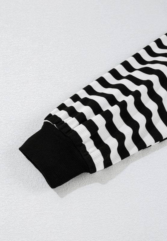 Striped Lace Detail V Neck Top - Trendsi - Flyclothing LLC