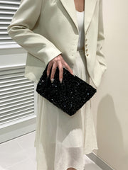 Sequin Clutch with Zipper - Trendsi
