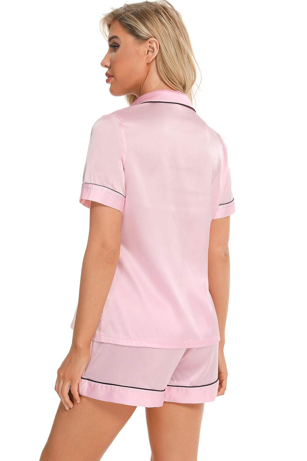 Printed Button Up Short Sleeve Top and Shorts Lounge Set - Trendsi - Flyclothing LLC
