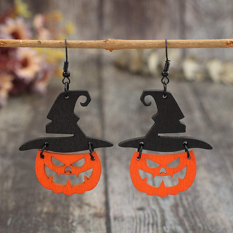Wooden Pumpkin Shape Earrings - Trendsi - Flyclothing LLC