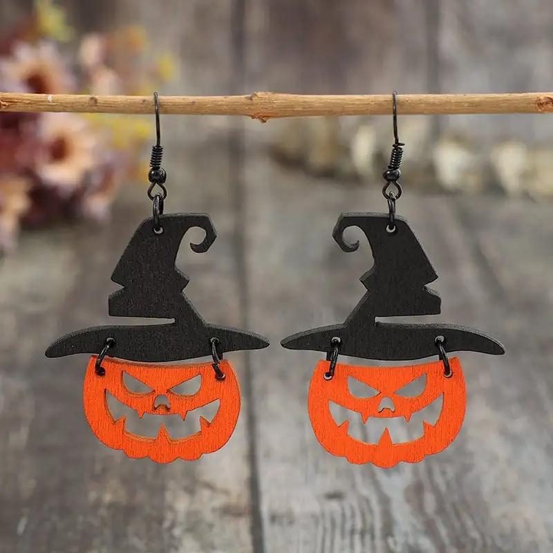 Wooden Pumpkin Shape Earrings - Trendsi