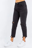 American Bazi High Waist Distressed Cropped Straight Jeans - Trendsi