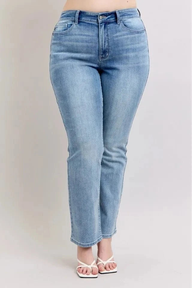 Judy Blue Plus Size High Waist Dad Jeans - Trendsi