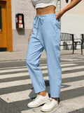 Elastic Waist Tapered Pants - Trendsi - Flyclothing LLC