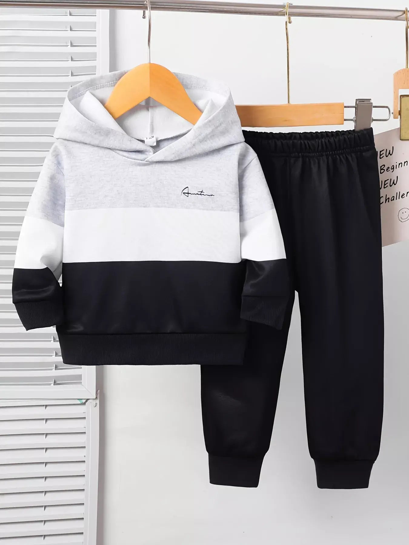 Children's Color Block Casual Hoodie & Pants Set - Trendsi - Flyclothing LLC