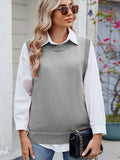 Buttoned Round Neck Sweater Vest - Trendsi - Flyclothing LLC