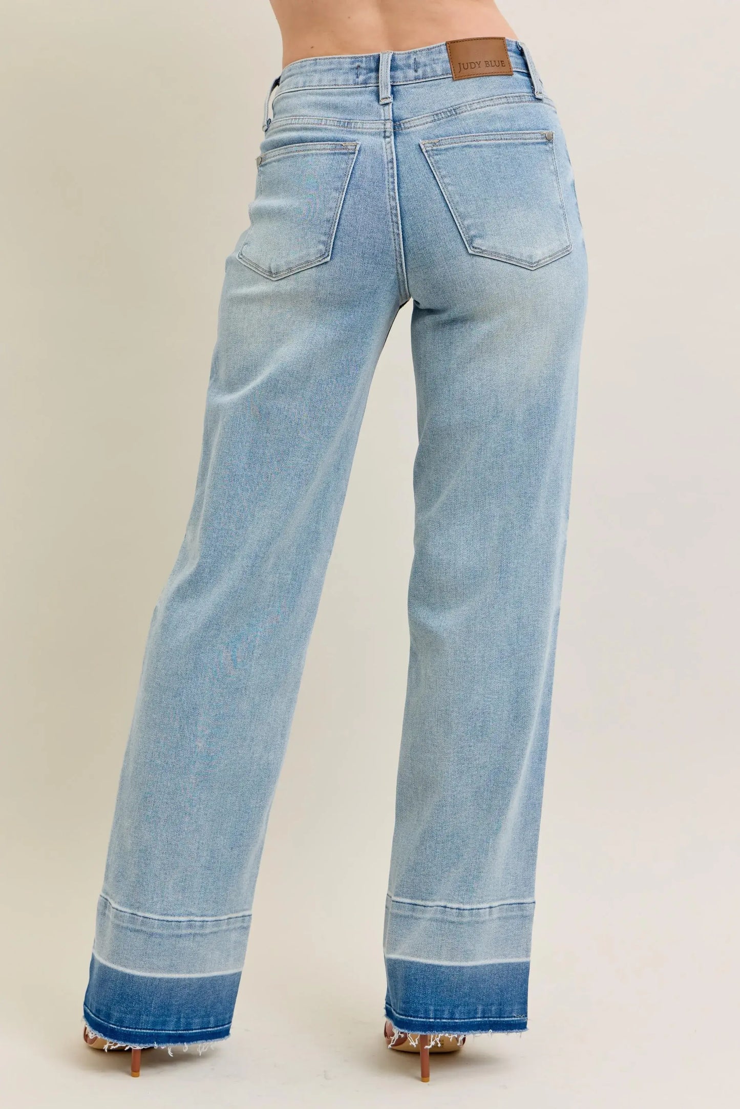 Judy Blue Full Size Mr Release Hem Wide Leg Jeans Plus Size - Trendsi - Flyclothing LLC