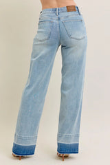 Judy Blue Full Size Mr Release Hem Wide Leg Jeans Plus Size - Trendsi - Flyclothing LLC