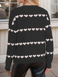 Heart Round Neck Long Sleeve Sweater - Trendsi - Flyclothing LLC