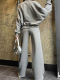 Baseball Collar Zip Up Top and Drawstring Paants Set - Trendsi - Flyclothing LLC