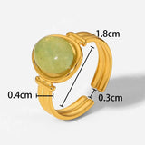 Vintage Natural Stone Gold Plated Adjustable Ring - Trendsi - Flyclothing LLC