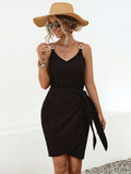 Twisted V-Neck Sleeveless Mini Dress - Trendsi - Flyclothing LLC