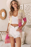 Color Block Dropped Shoulder Half Sleeve Cover Up - Trendsi