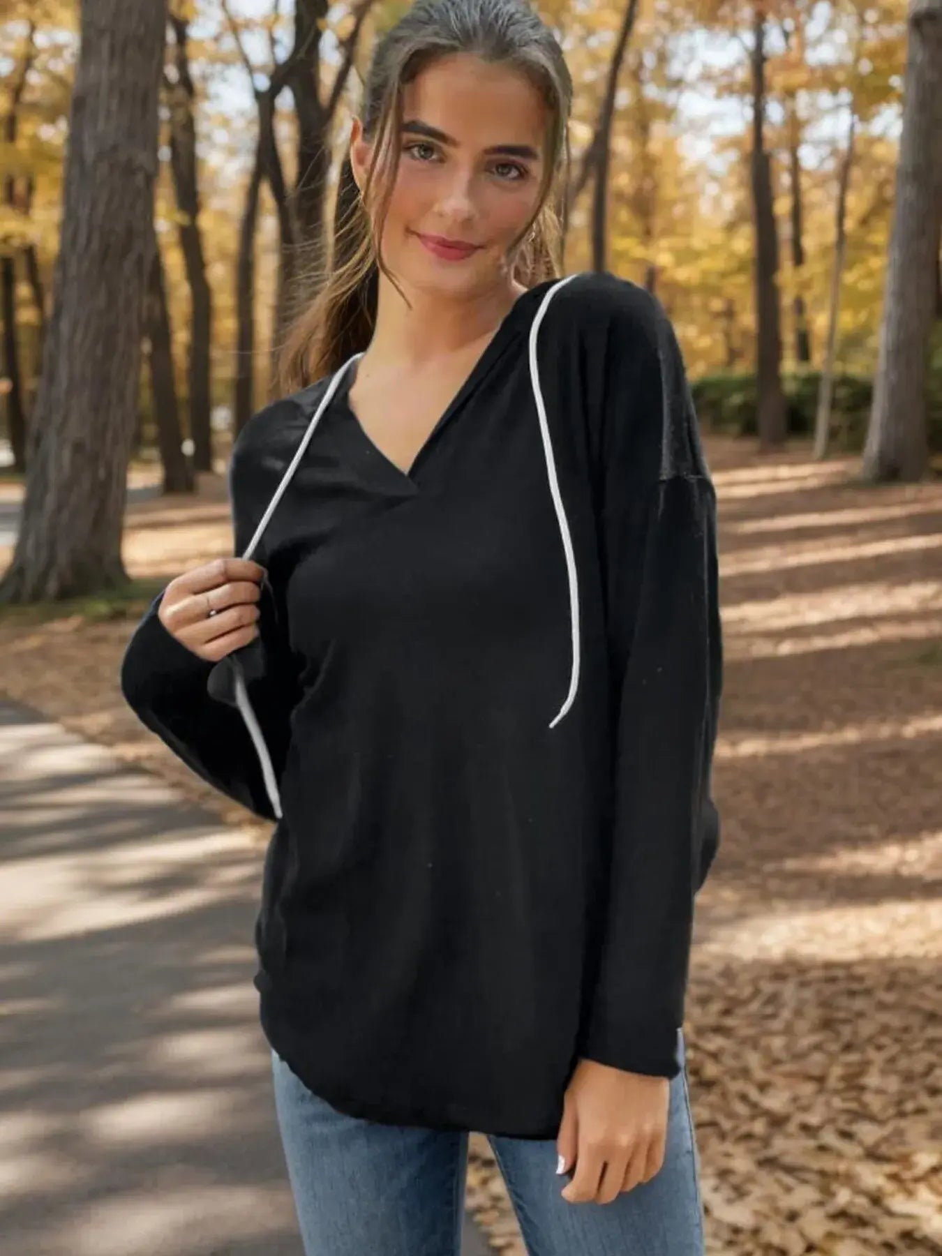 Full Size Drawstring Long Sleeve Hoodie Plus Size - Trendsi - Flyclothing LLC
