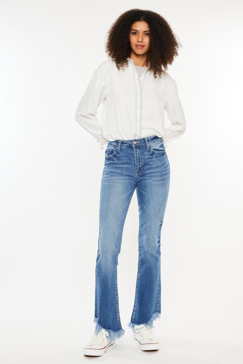 Kancan High Rise Frayed Hem Jeans - Trendsi