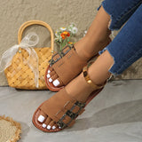 Leopard Open Toe Flat Sandals - Trendsi - Flyclothing LLC