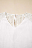 Lace Crochet Textured Button Back V Neck T Shirt - Trendsi - Flyclothing LLC