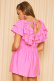 Idem Ditto Ruffled Layered Tie Back Romper - Trendsi