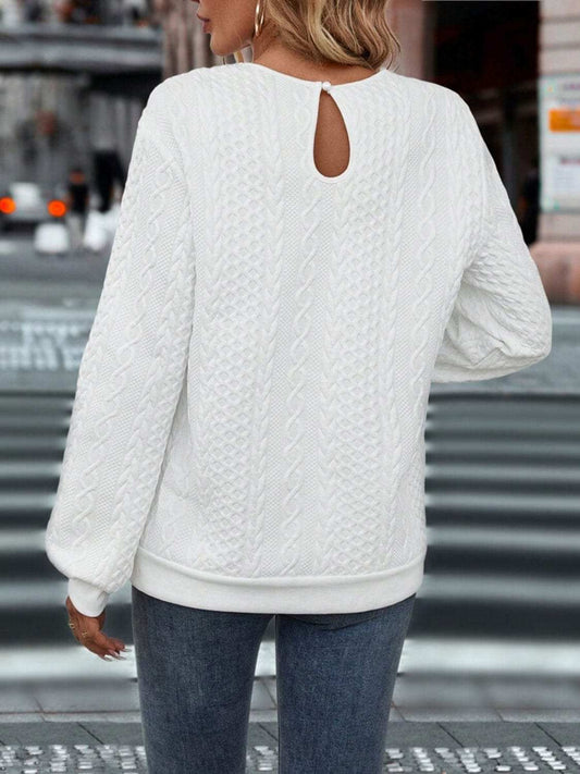 Lace Detail Round Neck Long Sleeve Top - Trendsi - Flyclothing LLC
