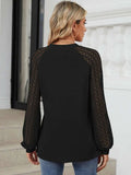 Round Neck Lace Long Sleeve Top - Trendsi - Flyclothing LLC