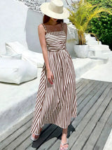 Striped Spaghetti Strap Casual Maxi Dress - Trendsi - Flyclothing LLC