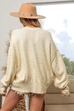 BiBi V-Neck Button Up Dropped Shoulder Cardigan - Trendsi - Flyclothing LLC