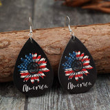 PU Leather Sunflower Teardrop Shape Earrings - Trendsi - Flyclothing LLC