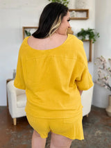 Double Take Texture Half Sleeve T-Shirt and Drawstring Shorts Set - Trendsi - Flyclothing LLC