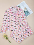 Halloween Ghost Print Button Up Top and Pants Lounge Set - Trendsi - Flyclothing LLC
