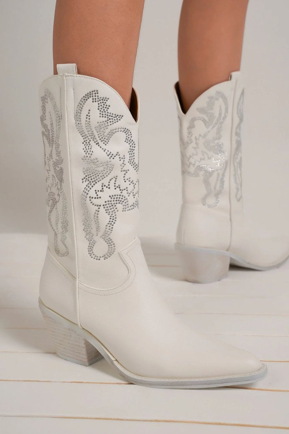 Beast Fashion Rhinestone Detail Point Toe Boots - Trendsi