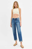 RISEN Full Size Mid Rise Boyfriend Roll Up Jeans Plus Size - Trendsi - Flyclothing LLC
