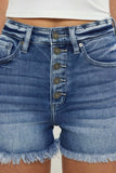 Kancan Button Fly High Rise Raw Hem Denim Shorts - Trendsi - Flyclothing LLC