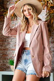First Love Full Size Single-Breasted Flap Pocket Corduroy Blazer - Trendsi