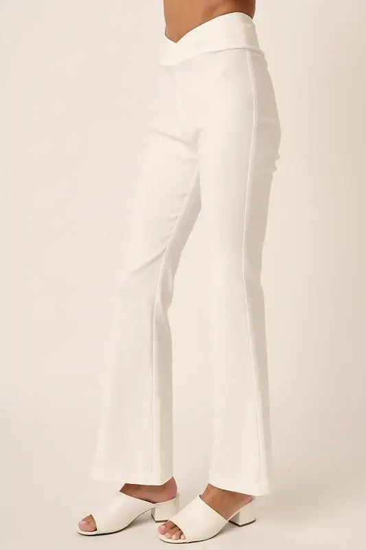 Mittoshop Surplice V Waist Flare Pants - Trendsi - Flyclothing LLC