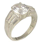 9B035 - High-Polished 925 Sterling Silver Ring with AAA Grade CZ  in Clear - Alamode