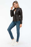 Snobbish PU Leather Biker Jacket with Side Zip Pockets - Trendsi - Flyclothing LLC