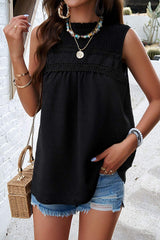 Swiss Dot Round Neck Tank - Trendsi - Flyclothing LLC